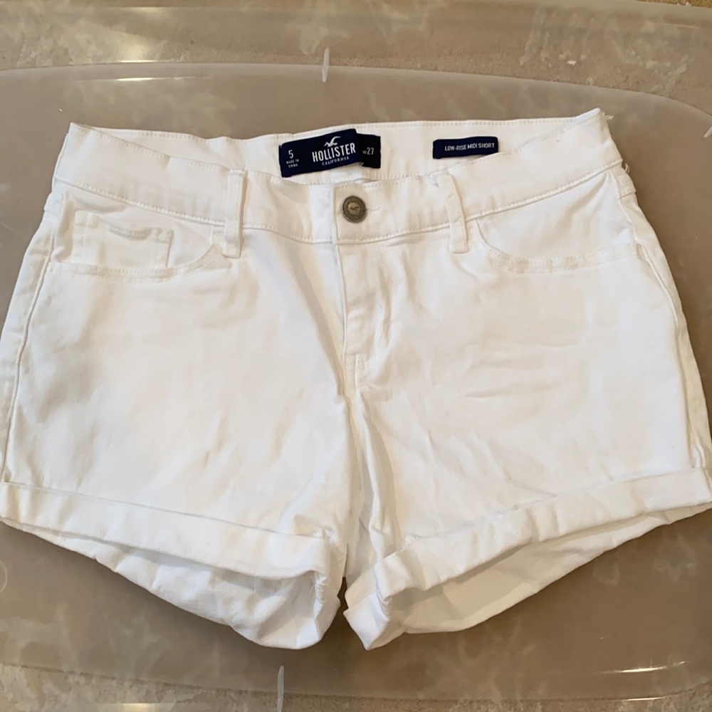 White jean shorts.